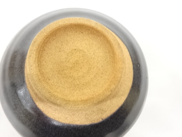  薩摩焼　桃伯造　黒茶碗